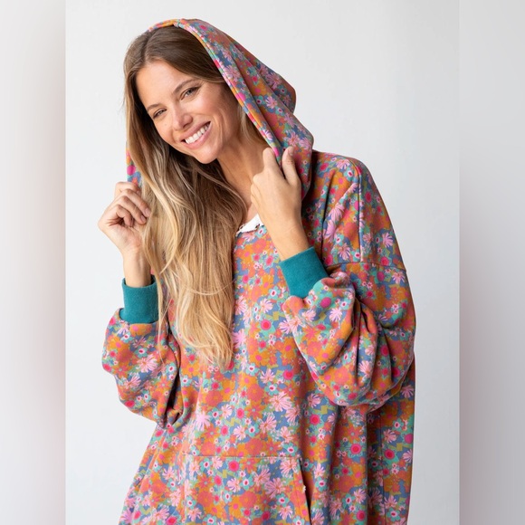 NATURAL LIFE OVERSIZED PRINTED FLORAL HOODIE - Picture 12 of 14